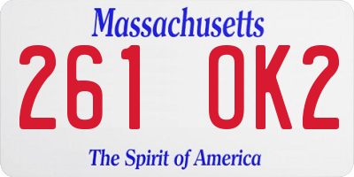 MA license plate 261OK2