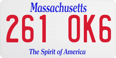 MA license plate 261OK6