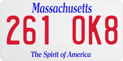 MA license plate 261OK8