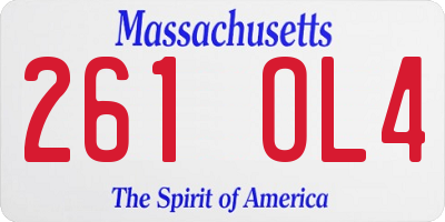 MA license plate 261OL4