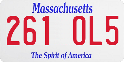 MA license plate 261OL5