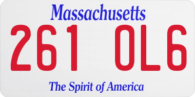 MA license plate 261OL6