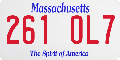 MA license plate 261OL7