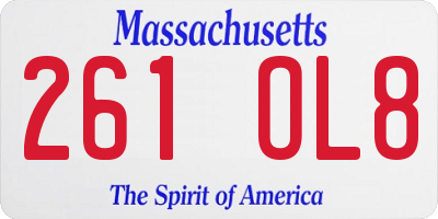 MA license plate 261OL8