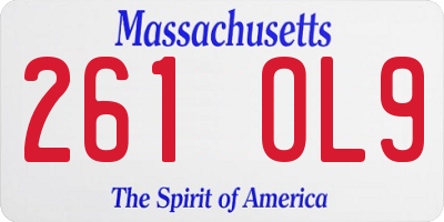 MA license plate 261OL9
