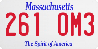 MA license plate 261OM3