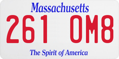 MA license plate 261OM8