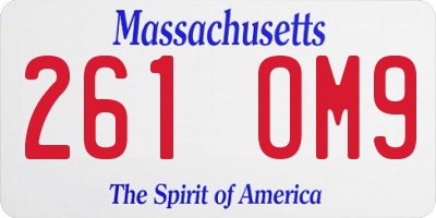 MA license plate 261OM9