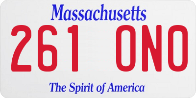 MA license plate 261ON0