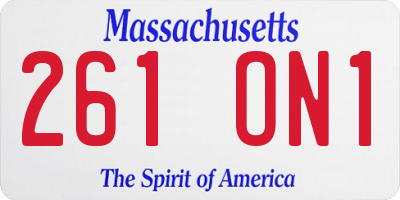 MA license plate 261ON1