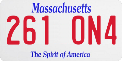 MA license plate 261ON4