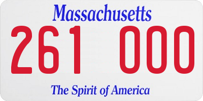 MA license plate 261OO0