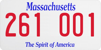 MA license plate 261OO1