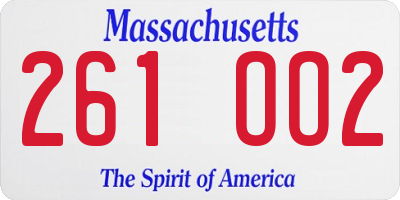 MA license plate 261OO2