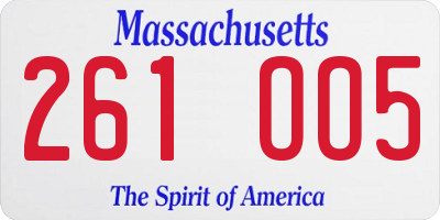 MA license plate 261OO5