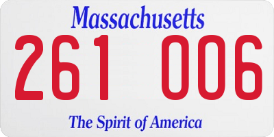 MA license plate 261OO6