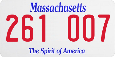 MA license plate 261OO7