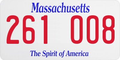 MA license plate 261OO8