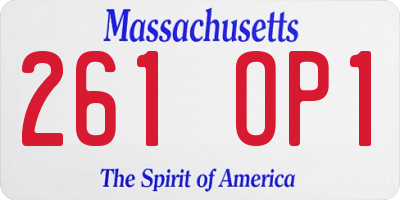 MA license plate 261OP1