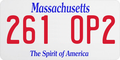 MA license plate 261OP2
