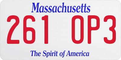 MA license plate 261OP3