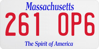 MA license plate 261OP6