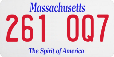 MA license plate 261OQ7