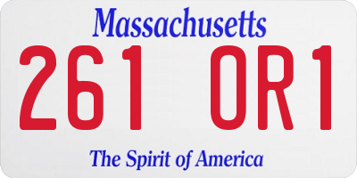 MA license plate 261OR1