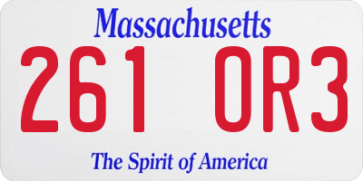 MA license plate 261OR3