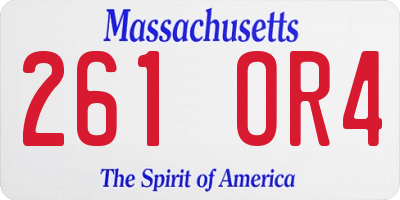 MA license plate 261OR4