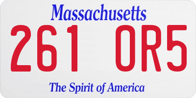 MA license plate 261OR5