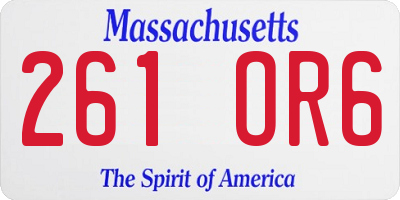 MA license plate 261OR6