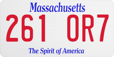MA license plate 261OR7