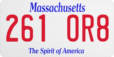MA license plate 261OR8