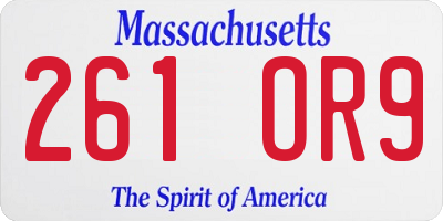 MA license plate 261OR9