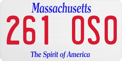 MA license plate 261OS0