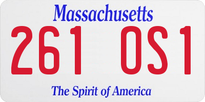 MA license plate 261OS1