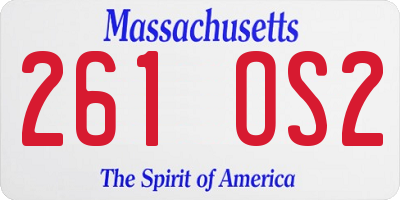 MA license plate 261OS2