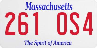 MA license plate 261OS4
