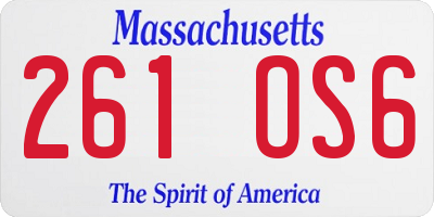 MA license plate 261OS6
