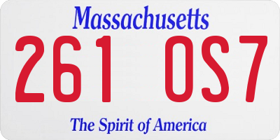 MA license plate 261OS7