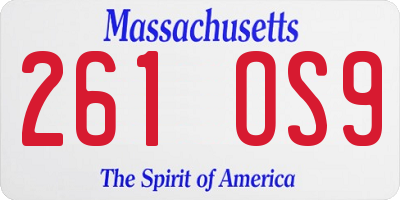MA license plate 261OS9