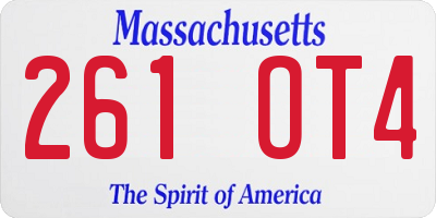 MA license plate 261OT4
