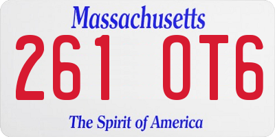 MA license plate 261OT6