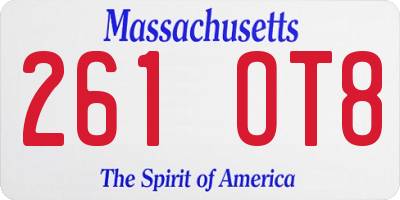 MA license plate 261OT8