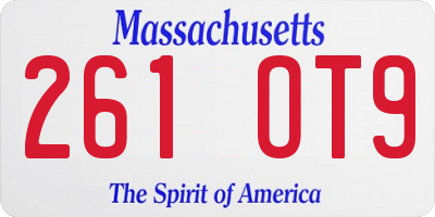 MA license plate 261OT9
