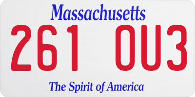 MA license plate 261OU3