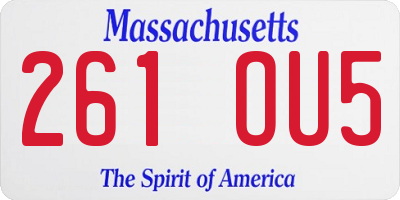 MA license plate 261OU5