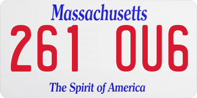 MA license plate 261OU6