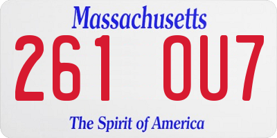 MA license plate 261OU7